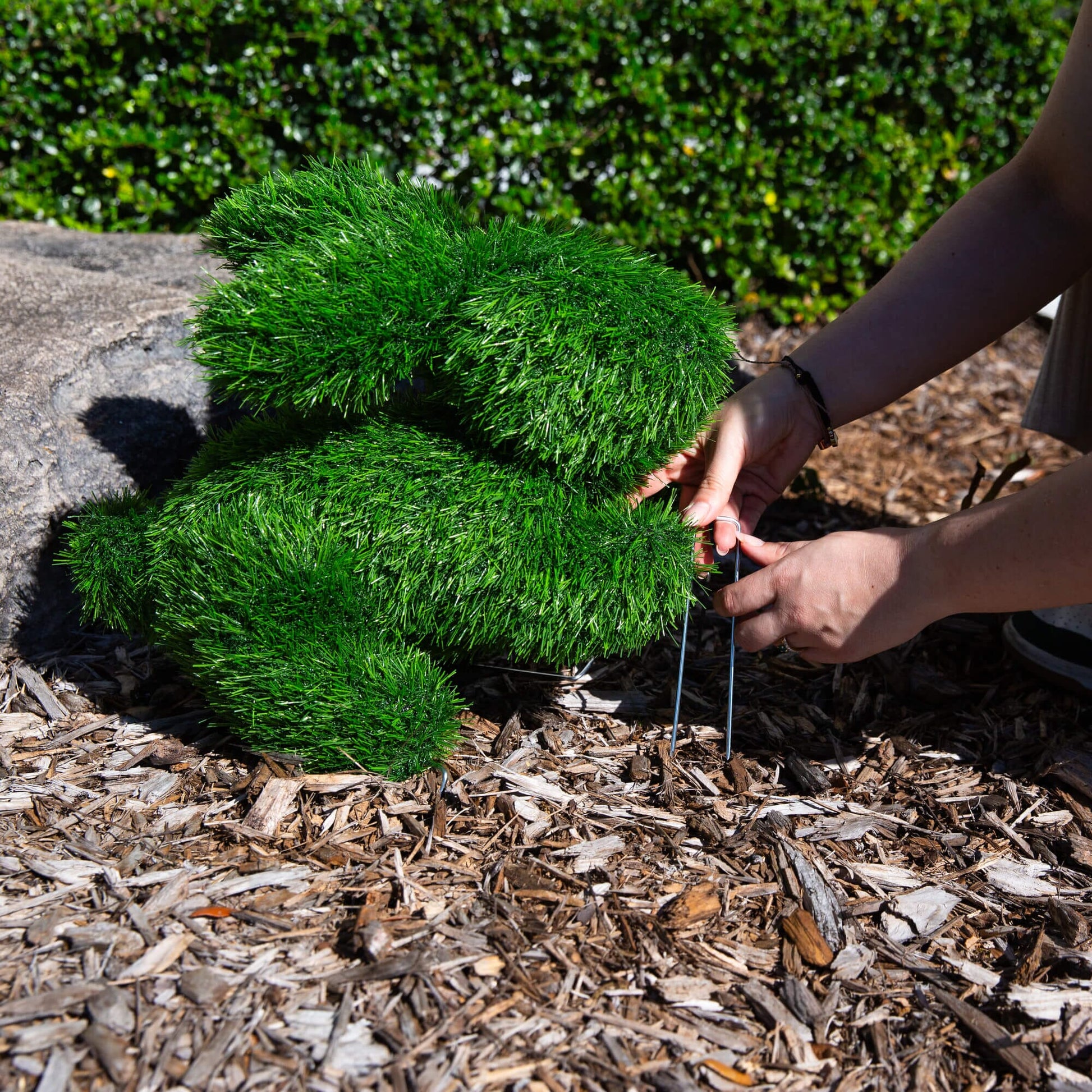 13-inch UV-resistant Nearly Natural artificial grass topiary ball in green indoor/outdoor on Tampa Home & Garden Store