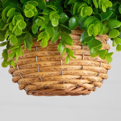 13-inch hanging basket with UV-resistant artificial lily and eucalyptus in a wicker basket on Tampa Home & Garden Store