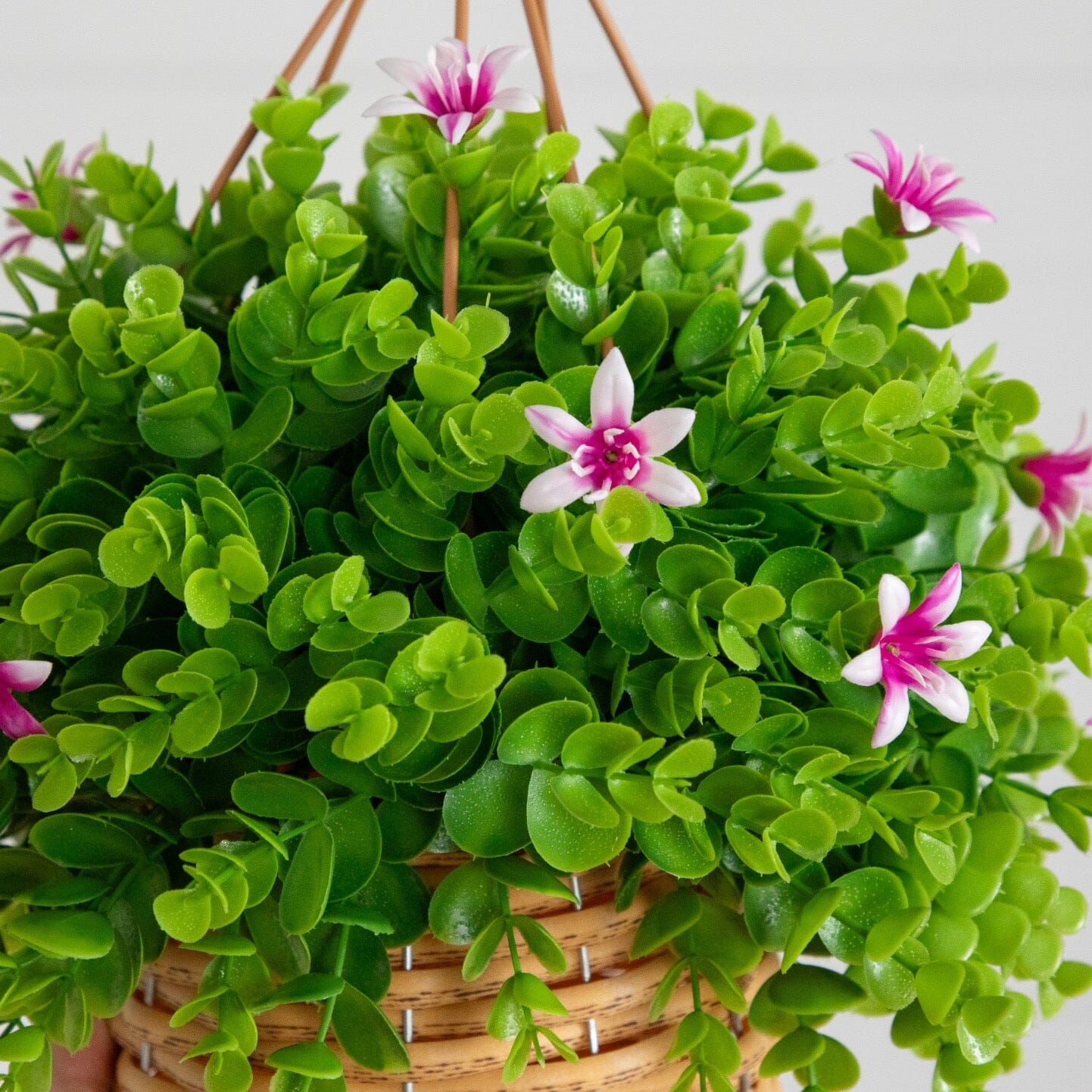 Hanging basket with 13in UV resistant artificial lily and eucalyptus by Nearly Natural on Tampa Home & Garden Store