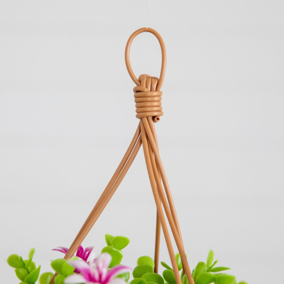Hanging basket Nearly Natural 13in UV resistant lilies and eucalyptus; tan woven loop on Tampa Home & Garden Store