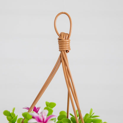 Hanging basket Nearly Natural 13in UV resistant lilies and eucalyptus; tan woven loop on Tampa Home & Garden Store