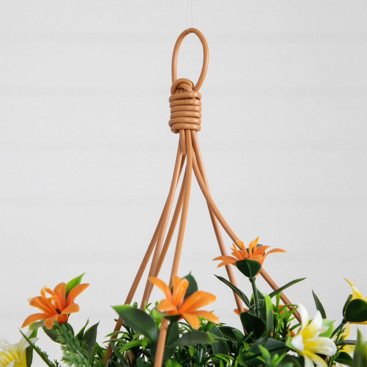 Nearly Natural 13in UVResist artificial lily & mixed greens in woven hanging basket (2) on Tampa Home & Garden Store
