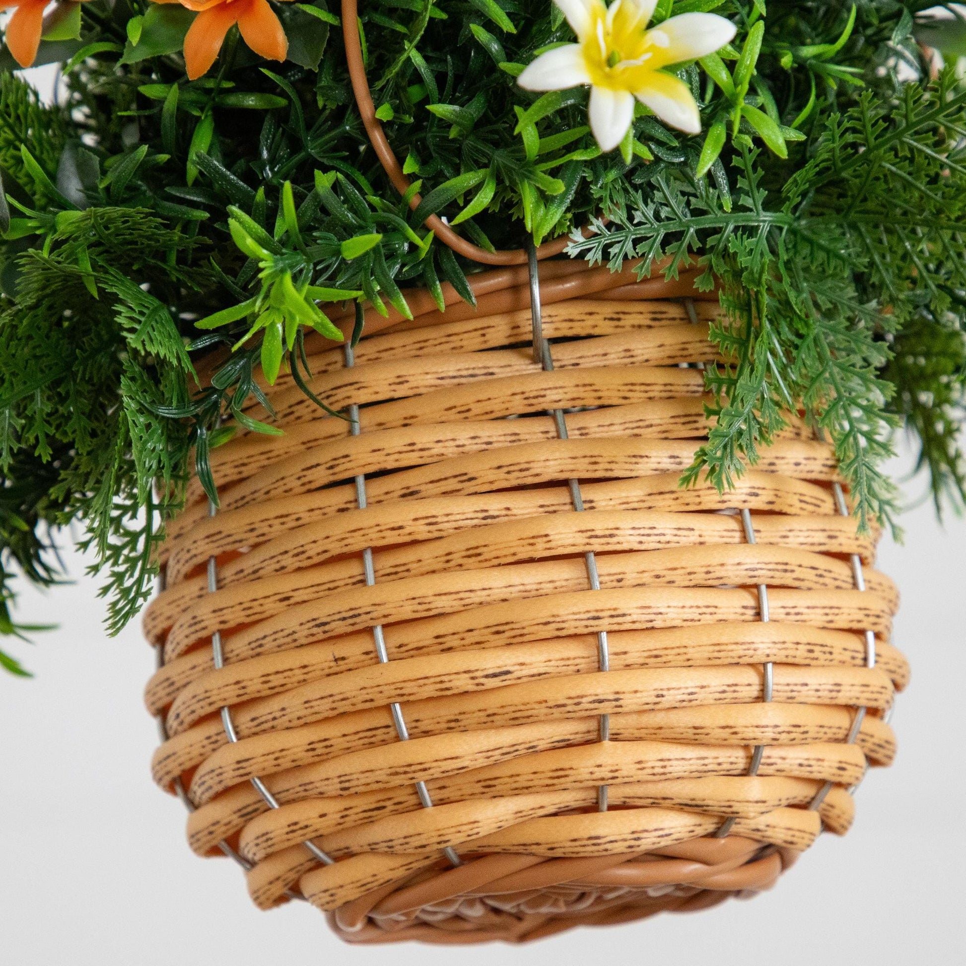 Artificial Lily and Mixed Greens hanging basket 13in UV resistant set of 2 Nearly Natural on Tampa Home & Garden Store