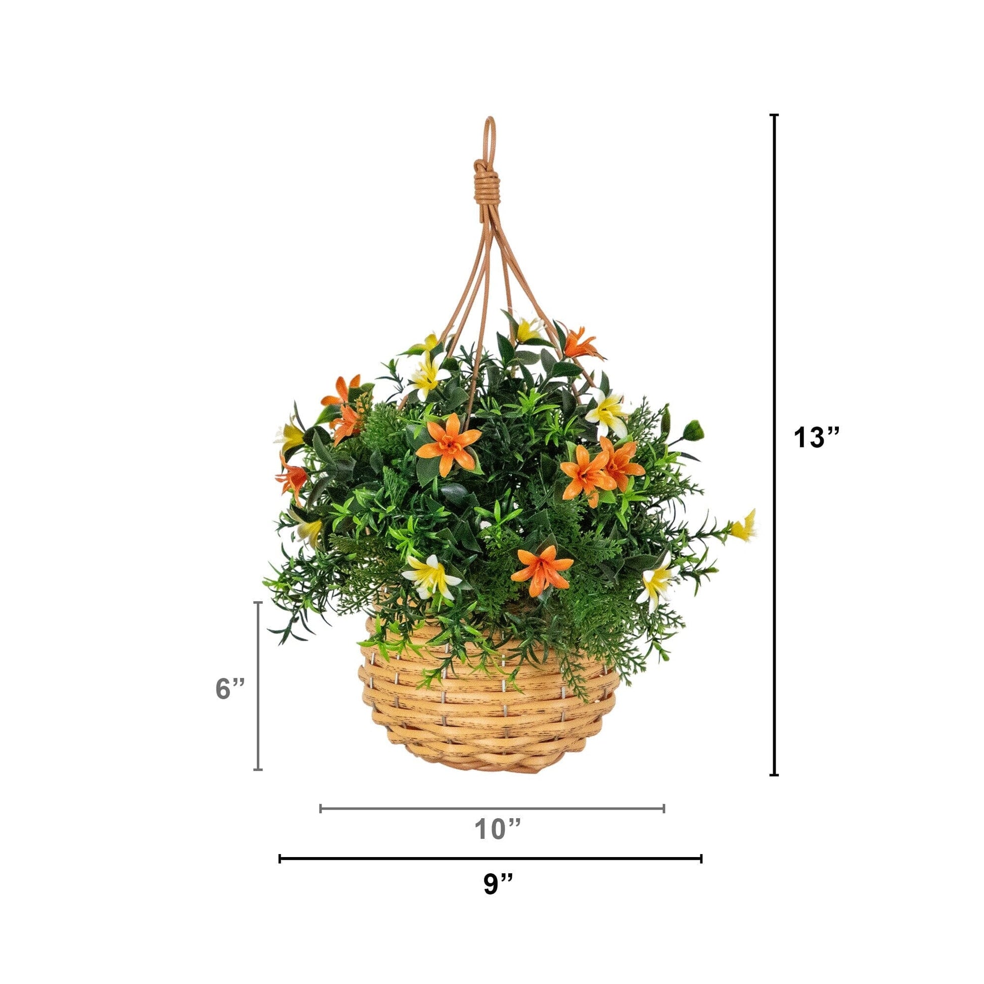 Hanging basket: Nearly Natural 13in UV resistant artificial lily greens in woven basket set of 2 on Tampa Home & Garden Store