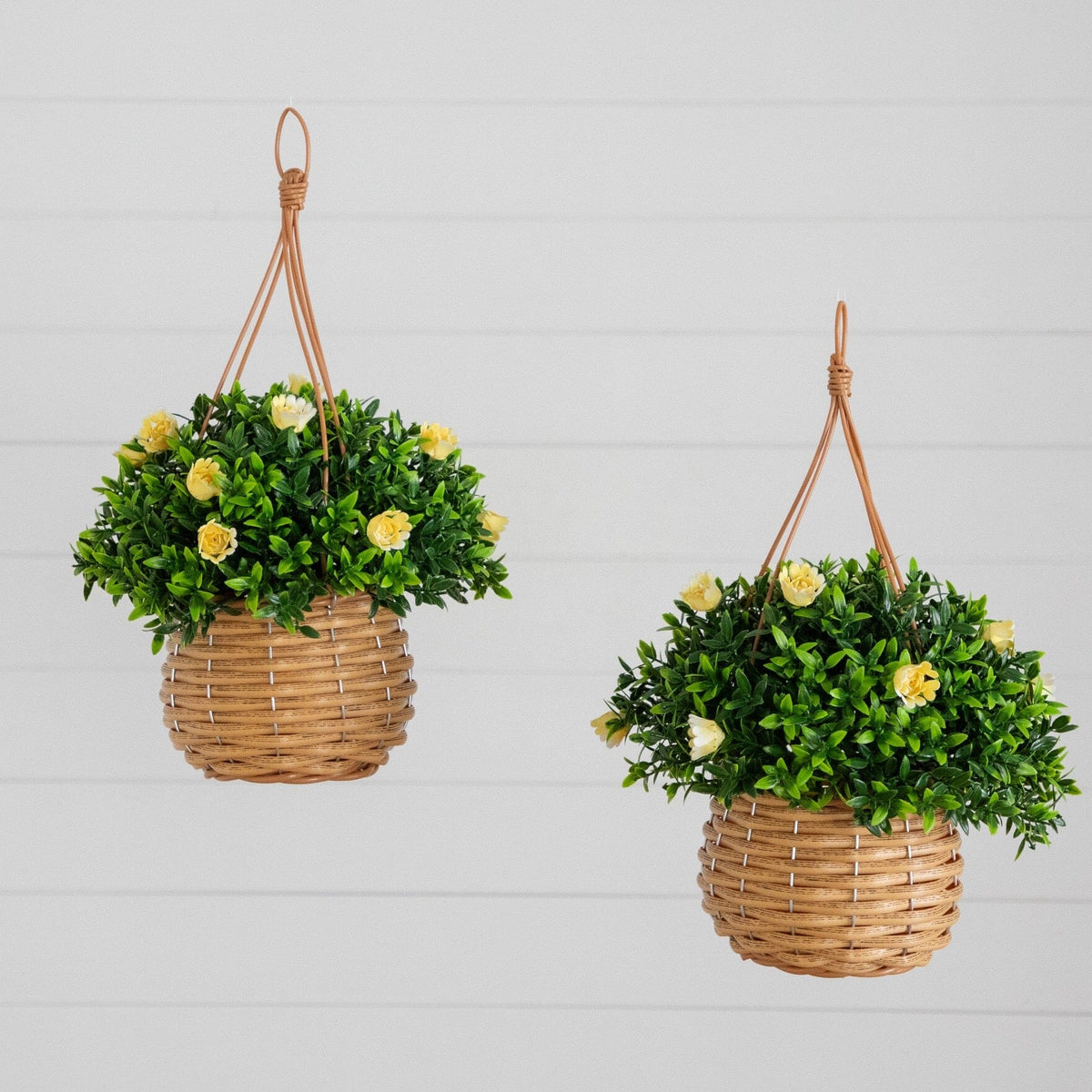 13in UV resistant artificial mini rose and aptenia hanging basket set of 2 indoors outdoors on Tampa Home & Garden Store