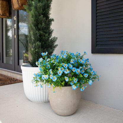 13in UV resistant artificial pansy bush set of 12 with blue flowers by Nearly Natural for indoor outdoor use on Tampa Home & Garden Store