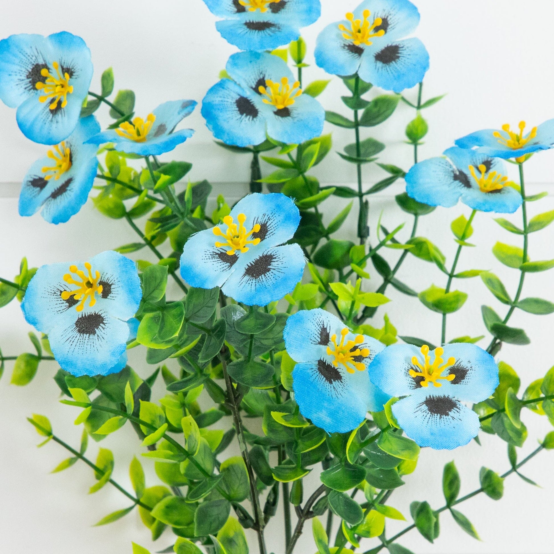 Artificial pansy bush 13in UV resistant blue blooms, set of 12 by Nearly Natural on Tampa Home & Garden Store