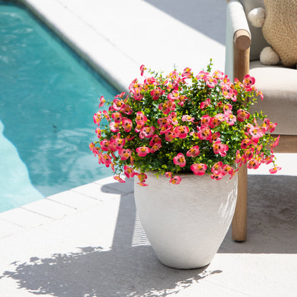 13in UV Resistant Pansy Bush set of 12 with pink blooms in a white planter Nearly Natural on Tampa Home & Garden Store