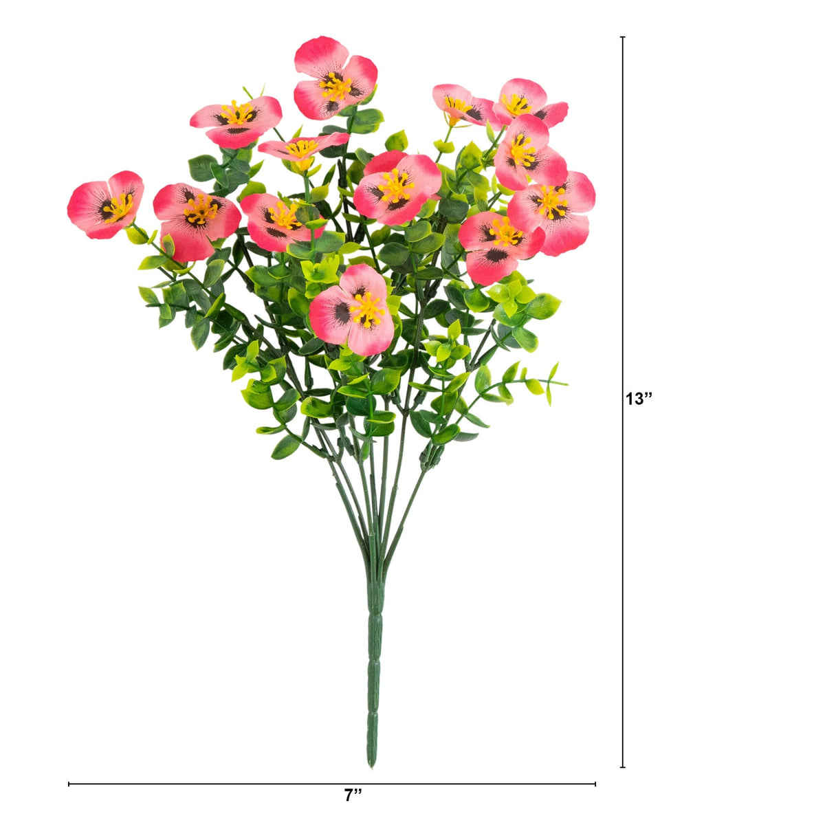 13in UV Resistant Artificial Pansy Bush with pink flowers and green foliage indoor/outdoor on Tampa Home & Garden Store