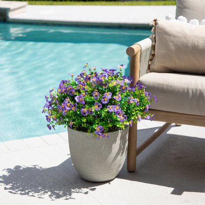Artificial pansy bush 13in UV-resistant set of 12 by Nearly Natural in a gray planter on Tampa Home & Garden Store