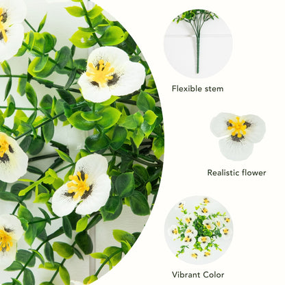 Artificial pansy bush, 13in UV resistant, set of 12, Nearly Natural indoor/outdoor on Tampa Home & Garden Store