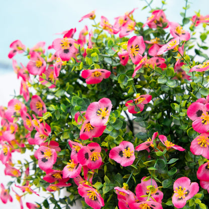 Nearly Natural 13in UV resistant artificial pansy bush set of 12 with pink flowers on Tampa Home & Garden Store