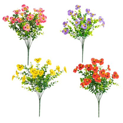 Nearly Natural 13in UV Resistant Pansy Bushes, indoor/outdoor, 4 color options, set of 12 on Tampa Home & Garden Store
