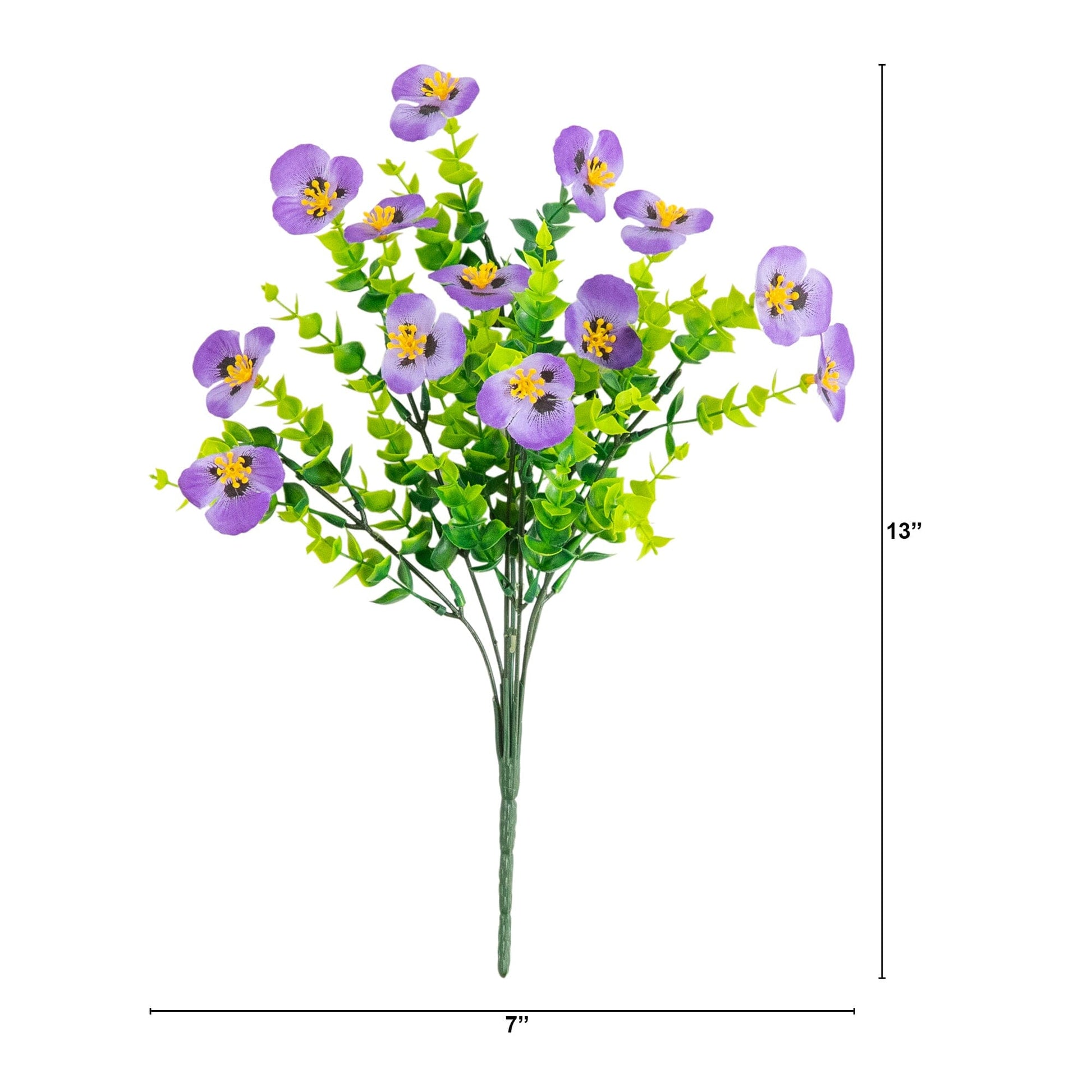 Nearly Natural 13in UV-resistant artificial pansy bush set of 12 indoor/outdoor purple blooms on Tampa Home & Garden Store