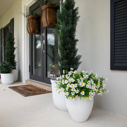 Artificial Pansy Bush 13in UV-Resistant indoor/outdoor set of 12 by Nearly Natural in planters on Tampa Home & Garden Store