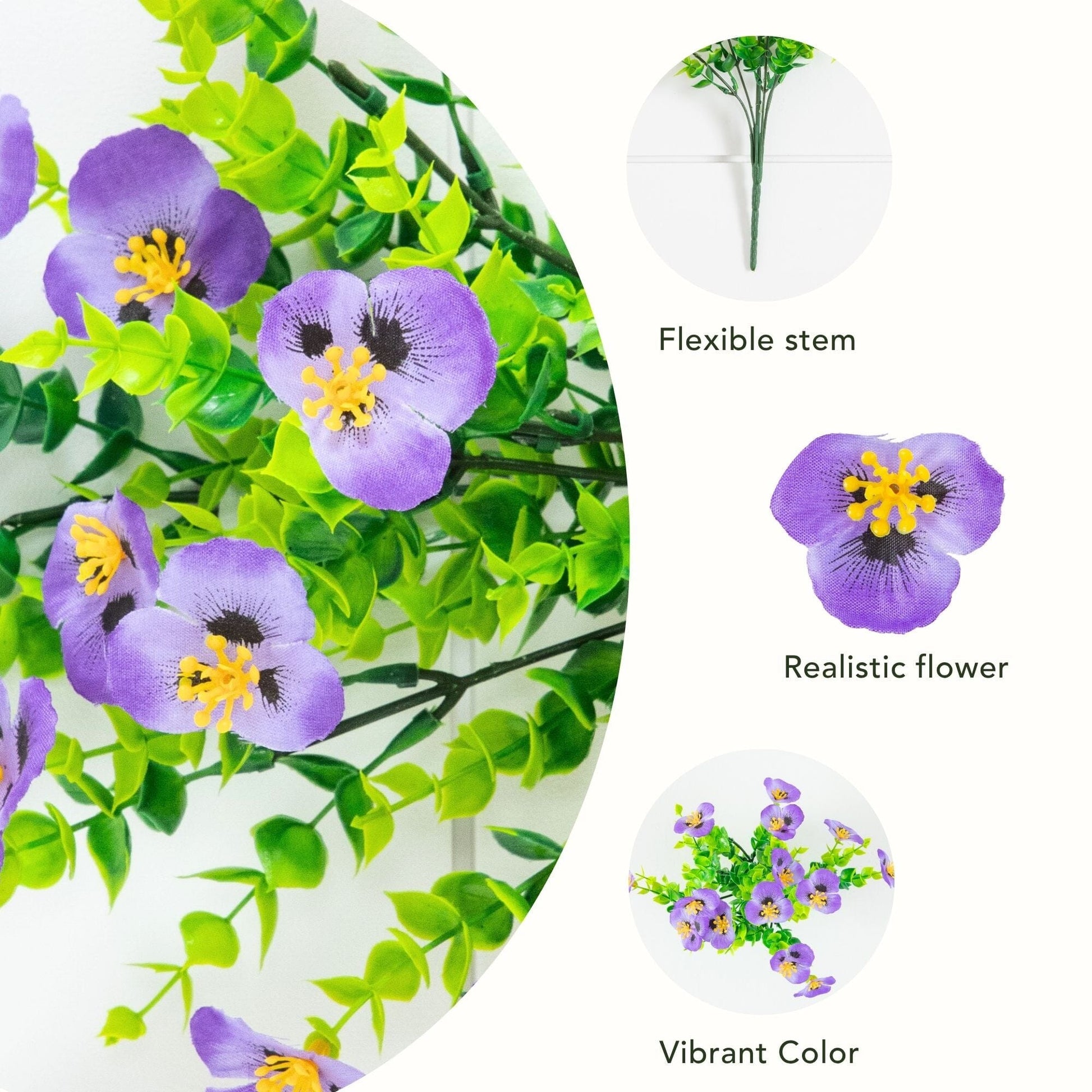 Pansy Bush, 13in, UV resistant purple blooms with green foliage Nearly Natural on Tampa Home & Garden Store