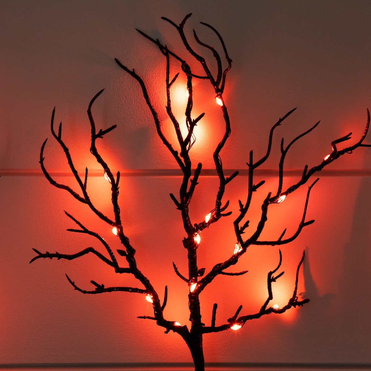14in pre-lit black twig tree with 45 orange LEDs set of 3 on Tampa Home & Garden Store