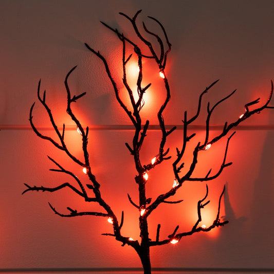 14in pre-lit black twig tree with 45 orange LEDs set of 3 on Tampa Home & Garden Store