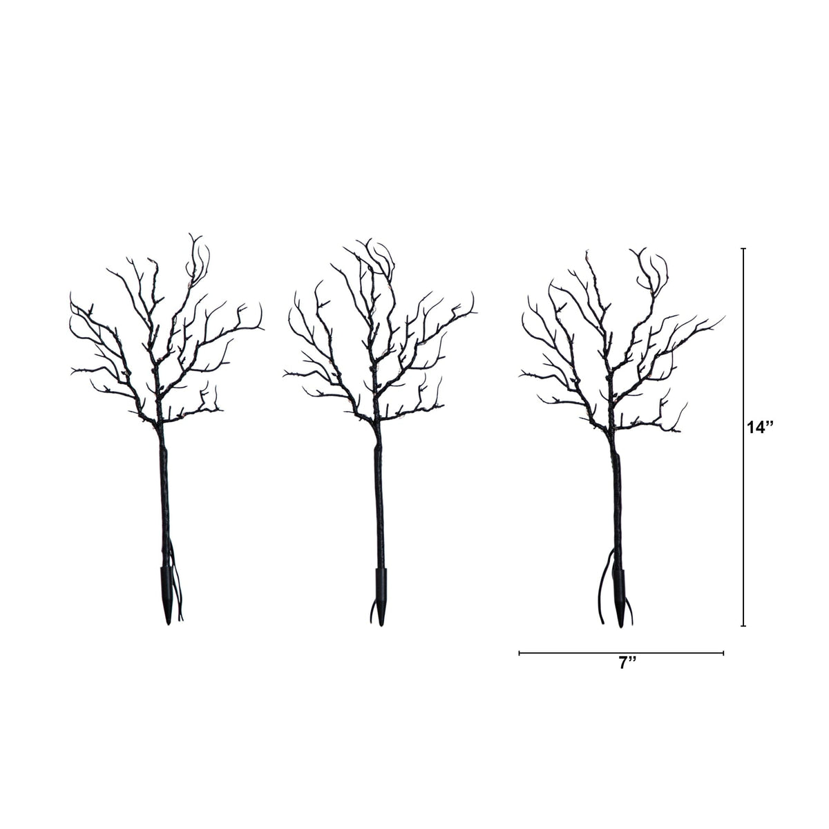Nearly Natural 14in pre-lit Halloween black twig branches with 45 orange LEDs set of 3 on Tampa Home & Garden Store