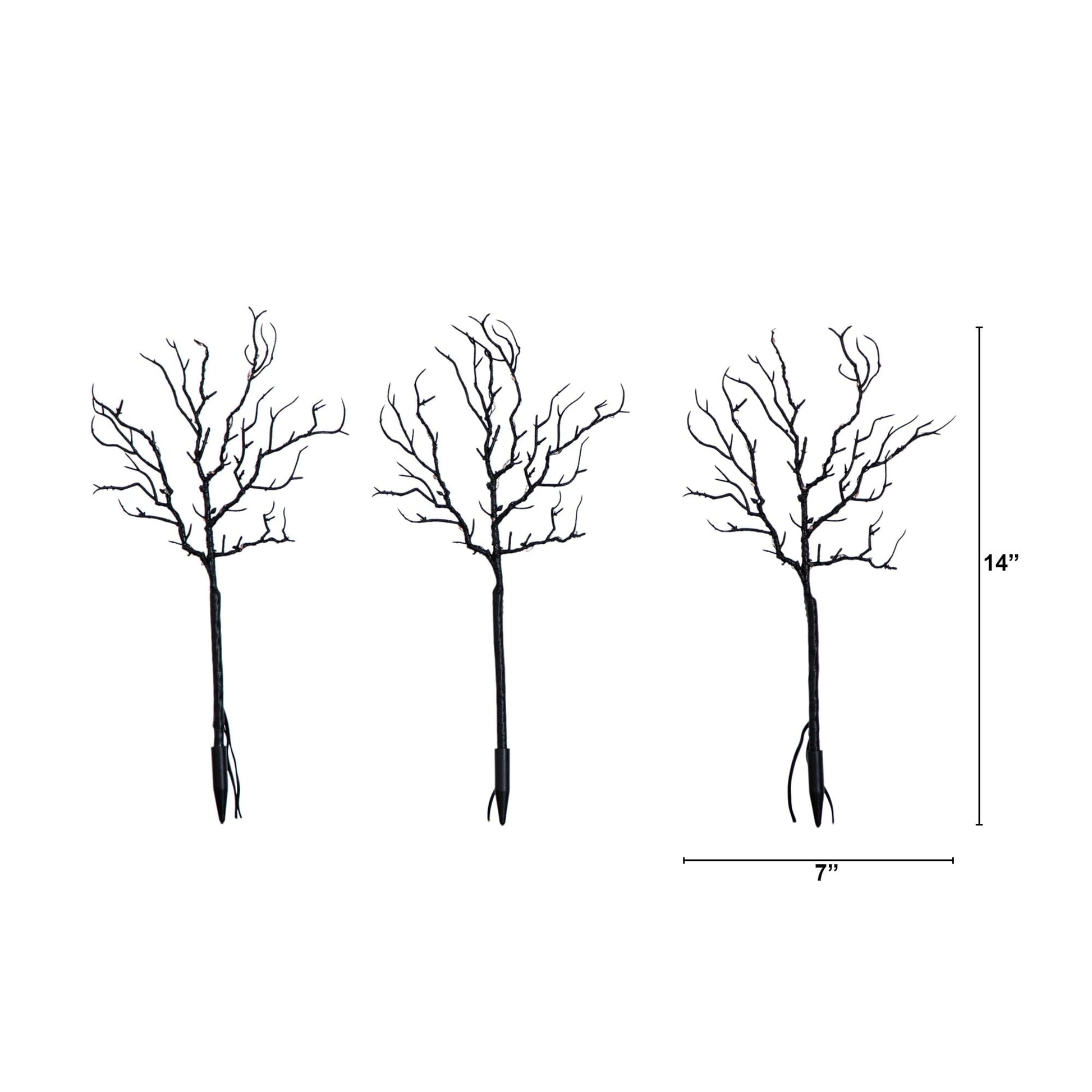 Nearly Natural 14in pre-lit Halloween black twig branches with 45 orange LEDs set of 3 on Tampa Home & Garden Store