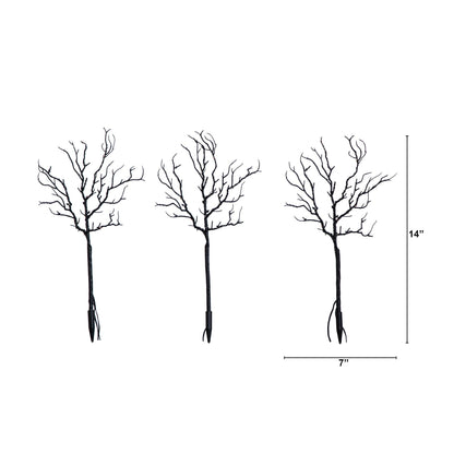 Nearly Natural 14in pre-lit Halloween black twig branches with 45 orange LEDs set of 3 on Tampa Home & Garden Store