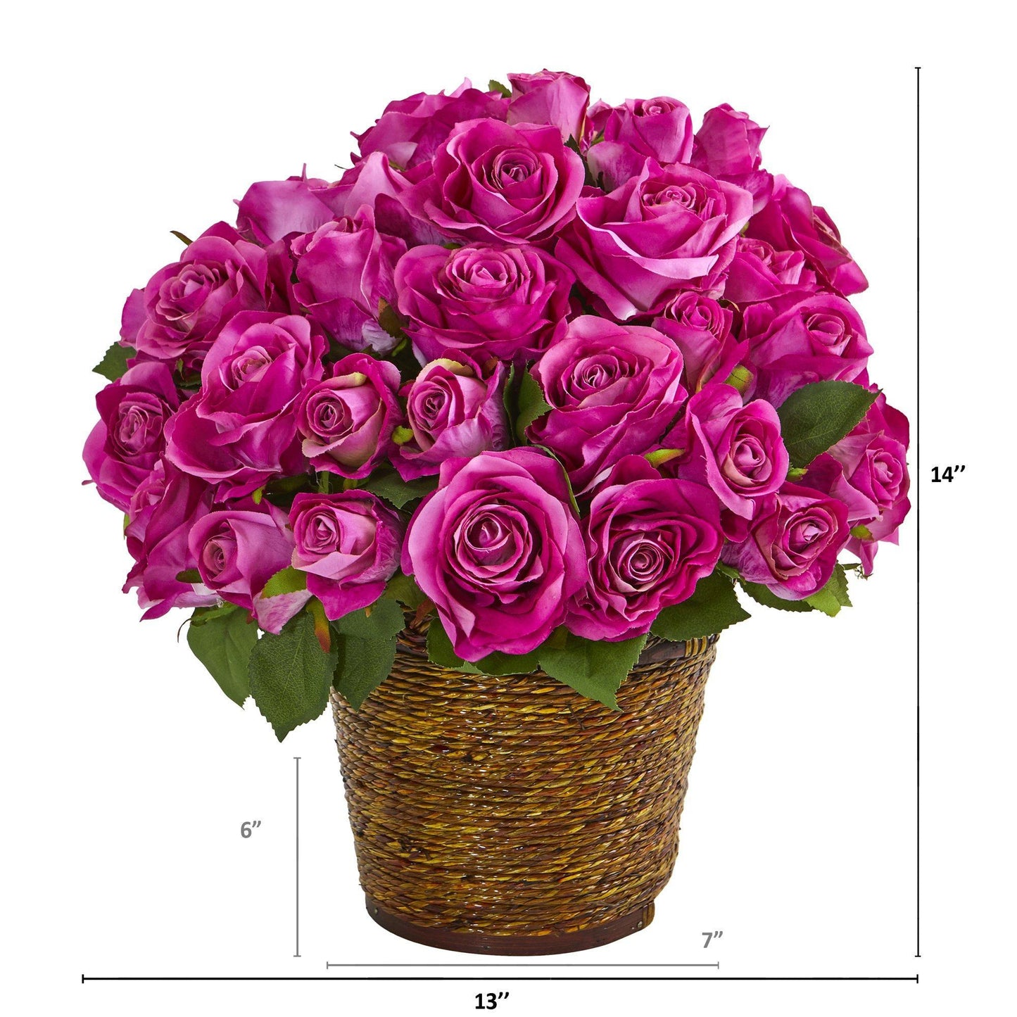 Silk Artificial Rose Arrangement in a Basket