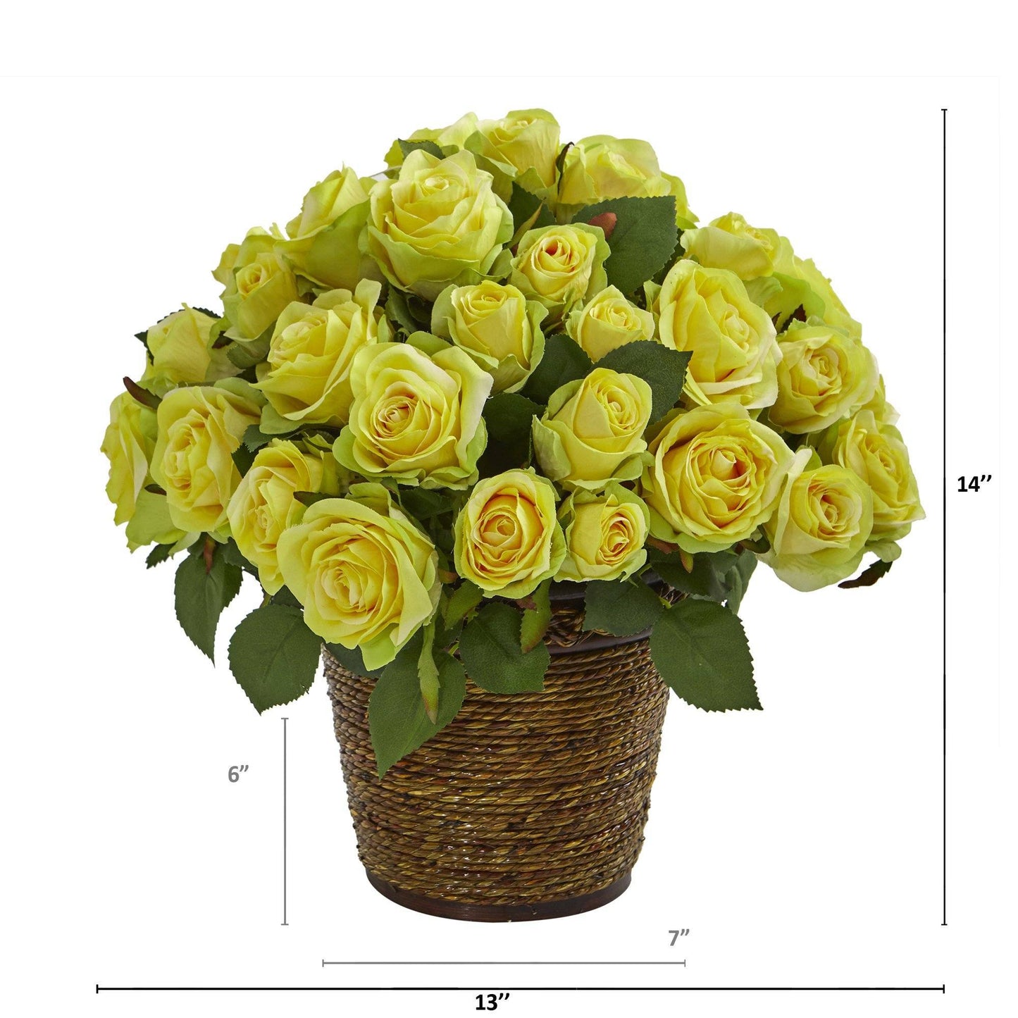 Silk Artificial Rose Arrangement in a Basket