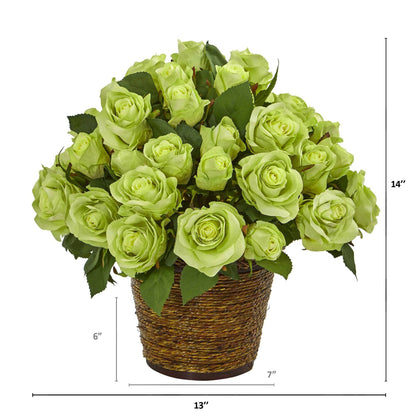 Silk Artificial Rose Arrangement in a Basket