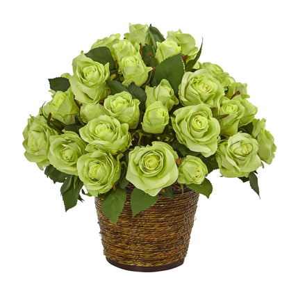 Silk Artificial Rose Arrangement in a Basket