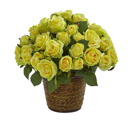 Silk Artificial Rose Arrangement in a Basket