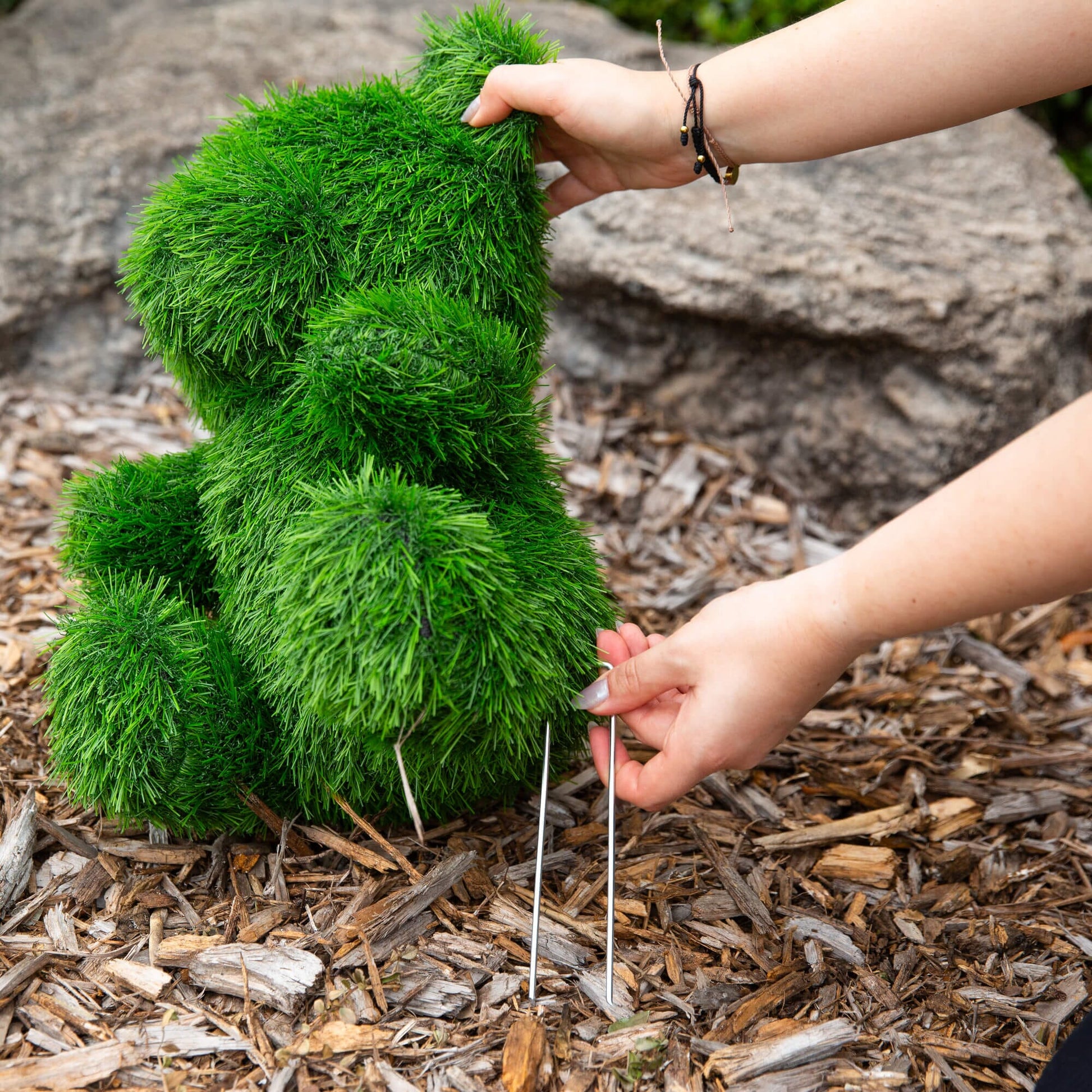 Bear topiary, 14in UV-resistant artificial grass, plush green garden decor for outdoor on Tampa Home & Garden Store