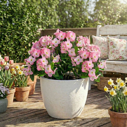 Artificial hydrangea bush 14in UV resistant pink blooms set of 6 Nearly Natural on Tampa Home & Garden Store