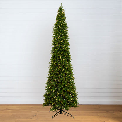 15' Slim Green Mountain Pine Christmas Tree Nearly Natural with 1900 warm white LED lights on Tampa Home & Garden Store