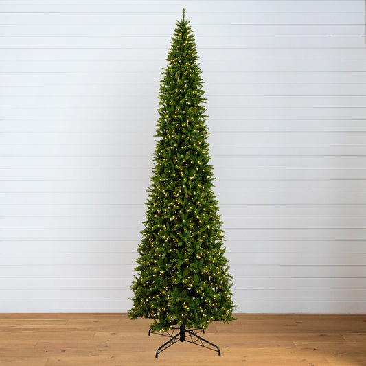 15' Slim Green Mountain Pine Christmas Tree Nearly Natural with 1900 warm white LED lights on Tampa Home & Garden Store