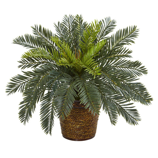 15” Cycas Artificial Plant in Basket