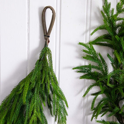 15' Artificial Real Touch Norfolk Island Pine Garland, bright green fronds, Nearly Natural on Tampa Home & Garden Store
