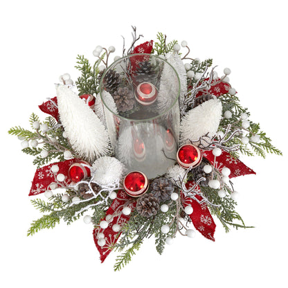 15” Holiday Lighted Forest Candle Holder Table Christmas Artificial Arrangement