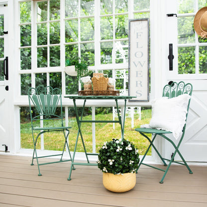 15in UV-resistant artificial boxwood and gardenia topiary plant by Nearly Natural in a pot on Tampa Home & Garden Store