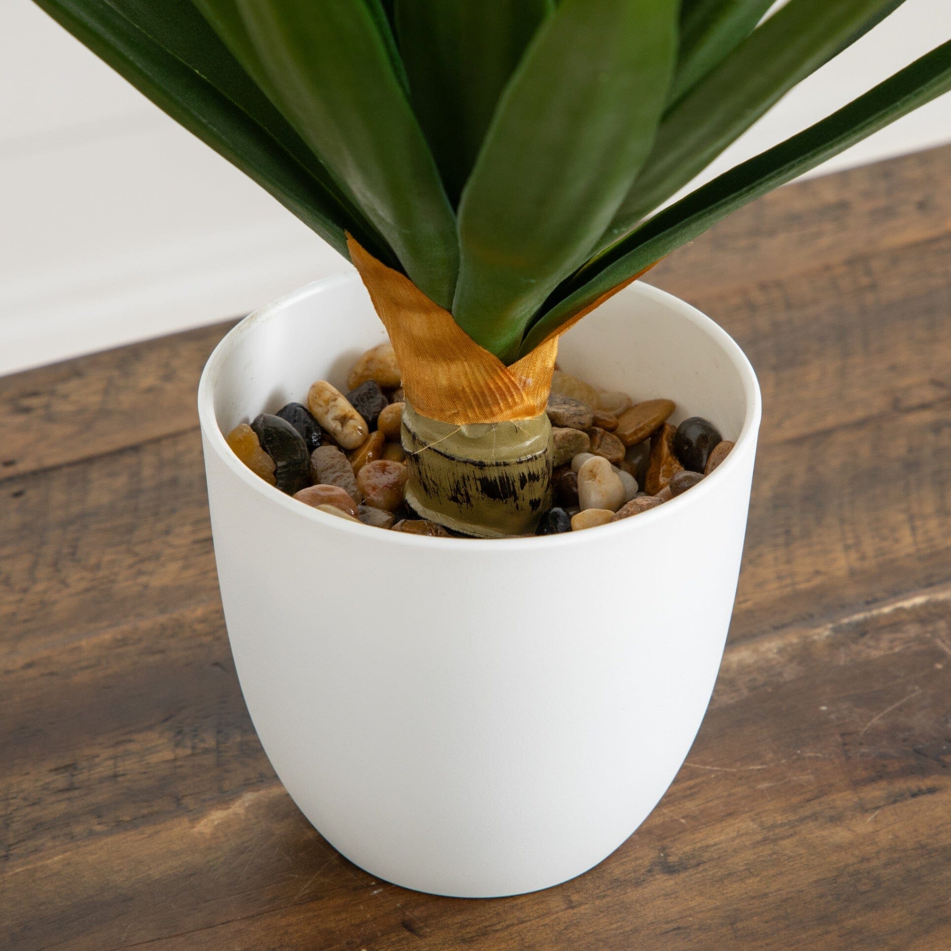 Artificial agave plant in white planter with pebbles; UV-resistant, Nearly Natural on Tampa Home & Garden Store