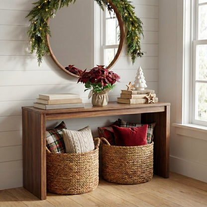 16-inch artificial poinsettia arrangement in burlap planter red blooms Nearly Natural on Tampa Home & Garden Store