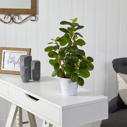 16-inch peperomia artificial plant in white decorative planter, Nearly Natural green leaves on Tampa Home & Garden Store