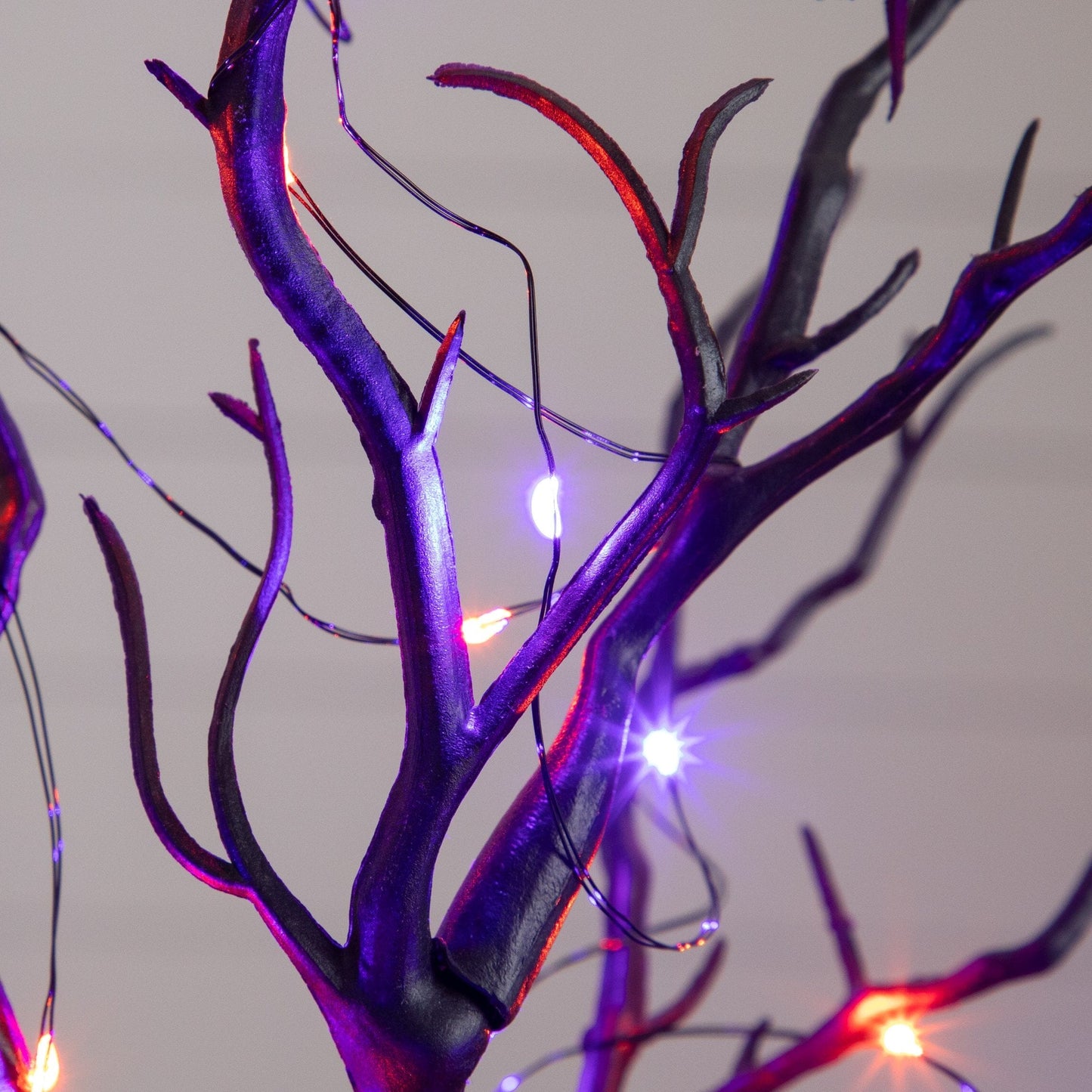 Tree Nearly Natural 16in Halloween black spooky twig with bats and 20 orange purple LEDs on Tampa Home & Garden Store