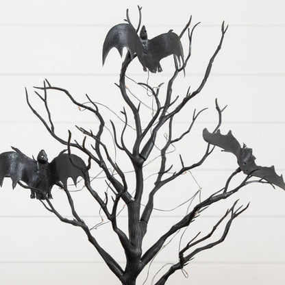 16in Nearly Natural black spooky twig tree with bats and 20 orange & purple LED lights on Tampa Home & Garden Store