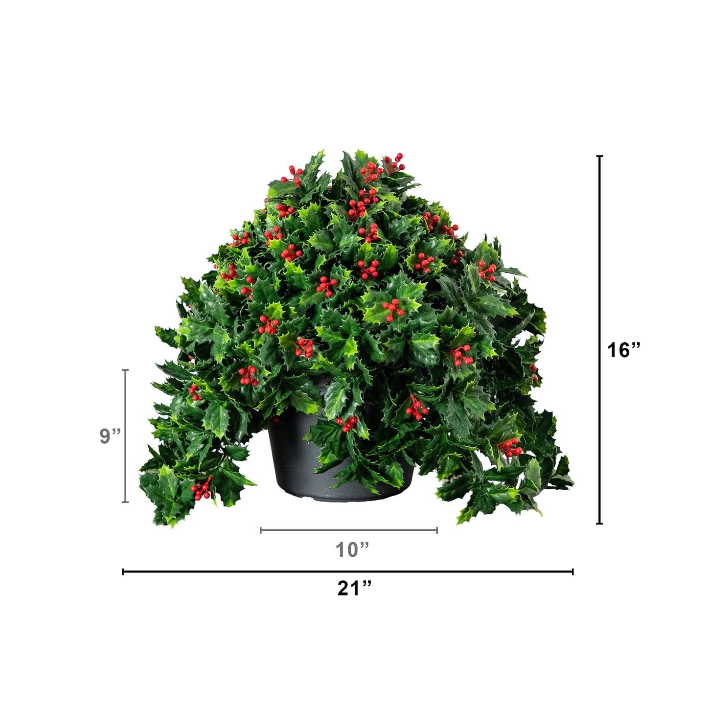 Holly berry artificial plant 16-inch UV resistant, Nearly Natural in black pot for indoor/outdoor on Tampa Home & Garden Store