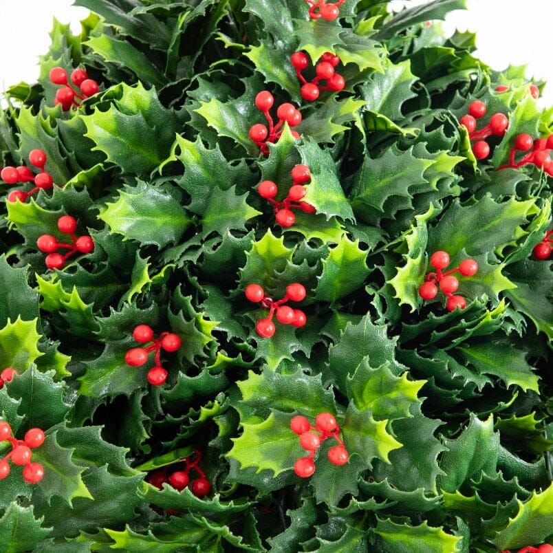 Artificial holly berry plant, 16-inch, UV resistant, green leaves with red berries, Nearly Natural on Tampa Home & Garden Store