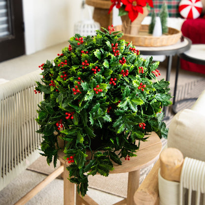 Artificial holly berry plant 16in UV resistant with red berries, Nearly Natural on Tampa Home & Garden Store