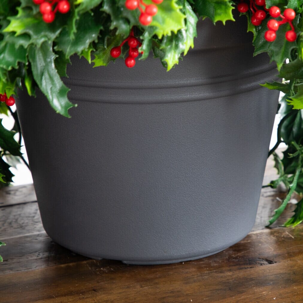 Artificial holly berry plant 16in UV resistant in gray pot Nearly Natural on Tampa Home & Garden Store