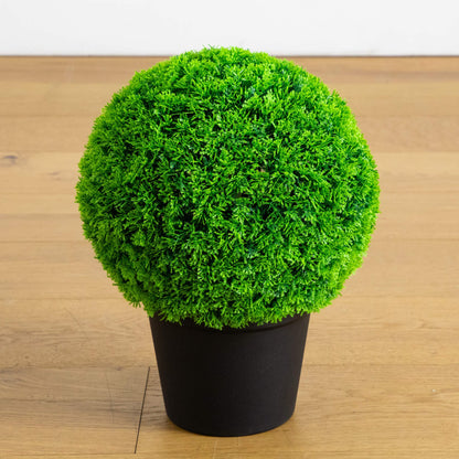Mediterranean Cypress topiary 16in in black pot for indoor/outdoor use Nearly Natural on Tampa Home & Garden Store