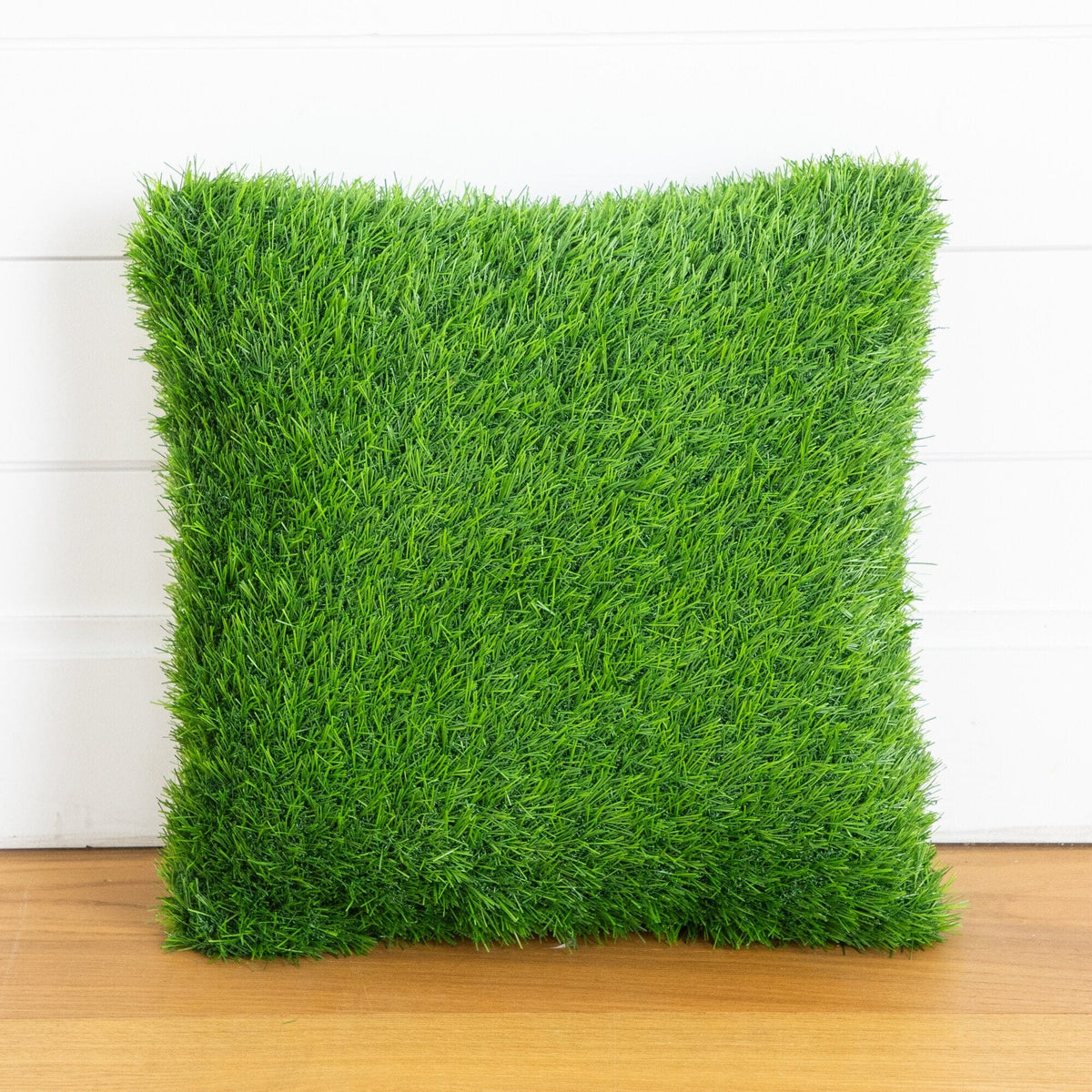 Artificial grass pillow cushion 16in UV-resistant green turf by Nearly Natural on Tampa Home & Garden Store