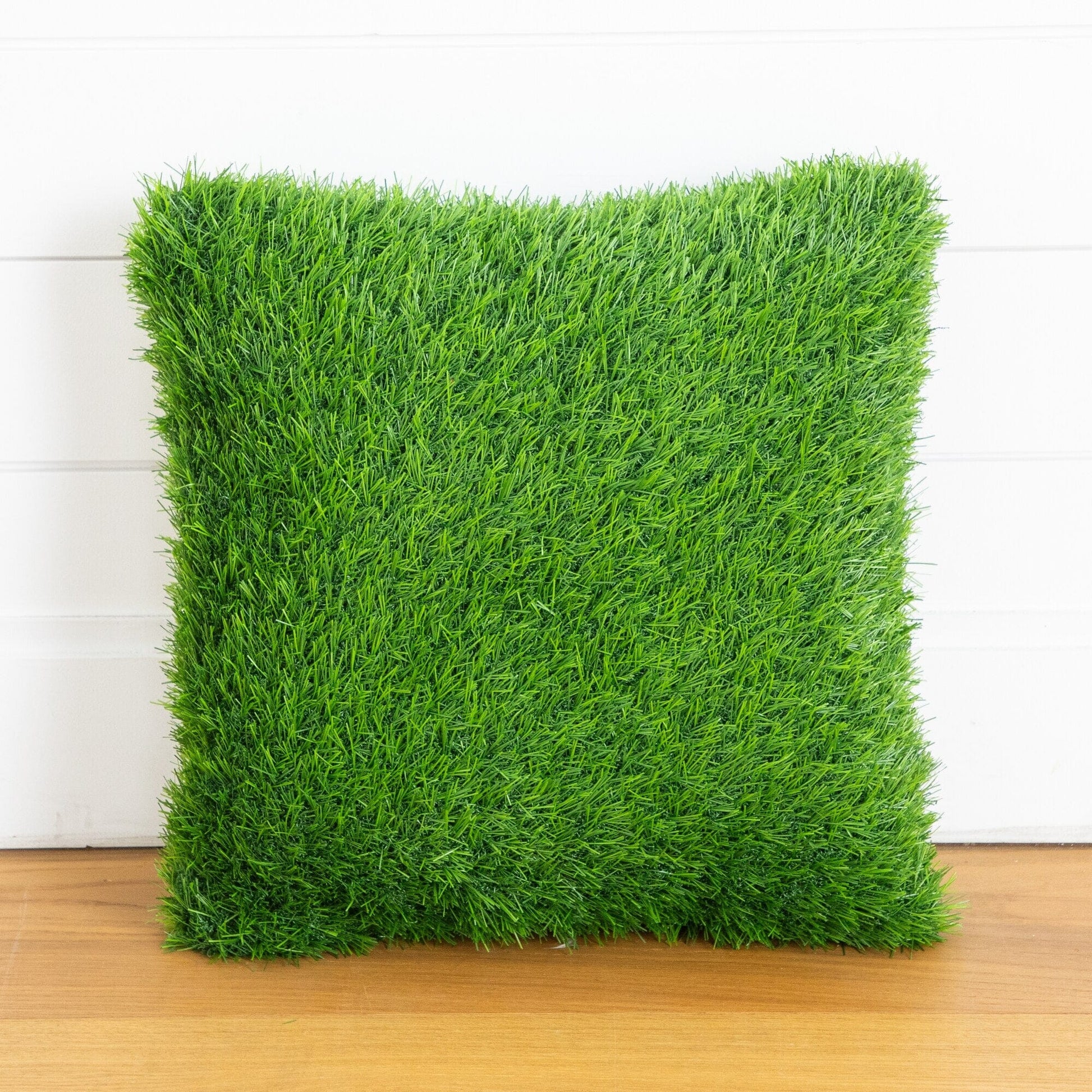 Artificial grass pillow cushion 16in UV-resistant green turf by Nearly Natural on Tampa Home & Garden Store